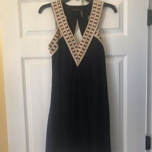 navy blue embroidered casual dress